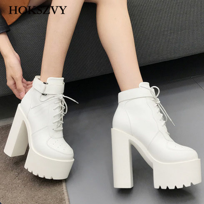 HOKSVZY 2020 New Women's Sexy Winter Black Boots Platfrom Boot Women Fashion Shoes Thick High Heel Boots Ankle Boots
