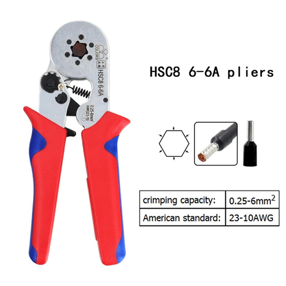 Tubular terminal crimping tools mini electrical pliers HSC8 10SA/6-4 0.25-6mm2 23-10AWG 6-4A 0.25-6mm2 high precision clamp set