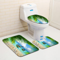 Zeegle 3Pcs Bathroom Bath Mat Set Seascape Pattern Bathroom Carpet Set Anti-slip Floor Mats Toilet Rug Shower Room Mats Bath Rug