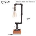 3 Types Vintage Water Pipe Industrial Table Lamp E27 Bulb Light For Home Room Decor Desk Table Lantern Lamp NO Bulb
