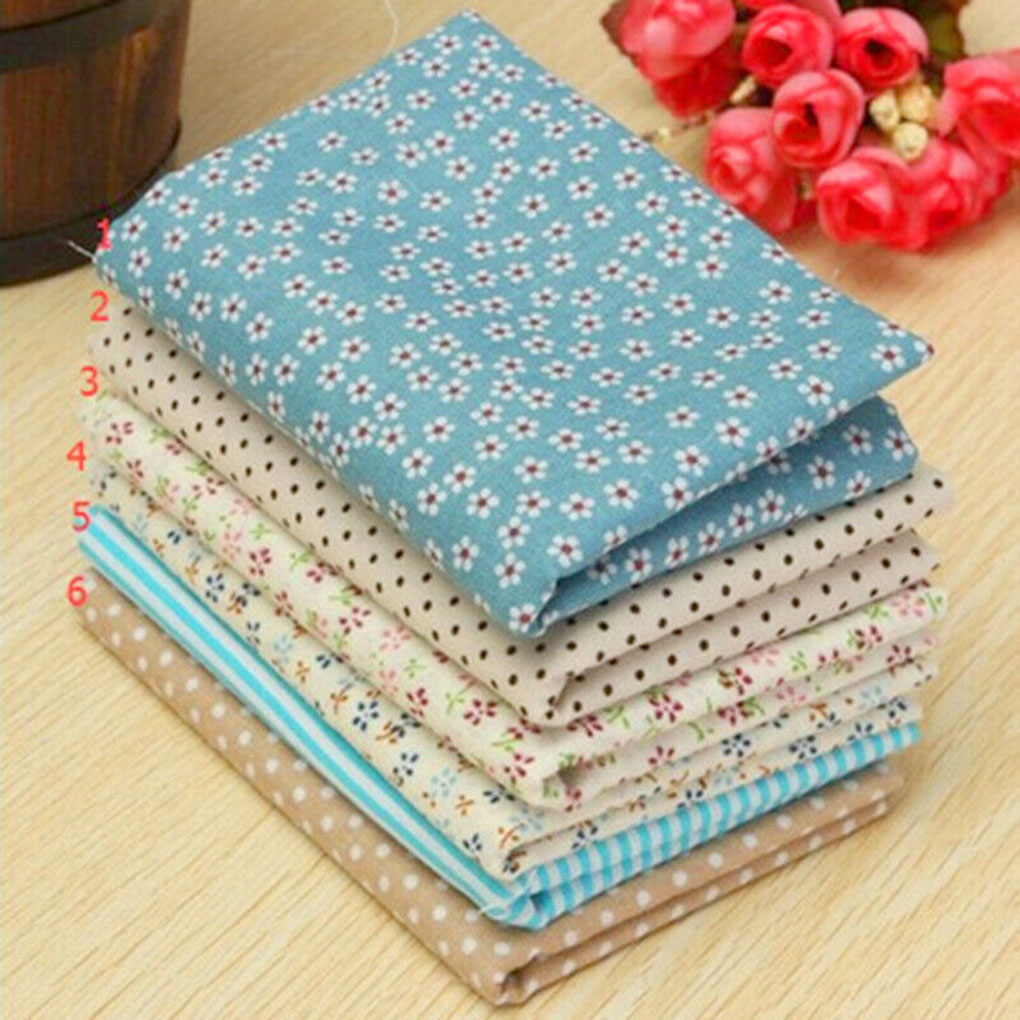 6pcs Floral Painted Fabric Cotton Dress Quilt Craft Material Handmade Sew Patchwork Textiles Printed Cloth Sewing