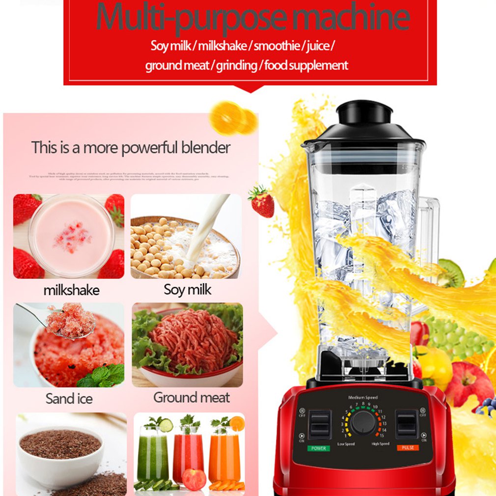 2200W High Speed Blender Mixer with 8 Blade Fruit Juicer Food Processor Ice Crusher Smoothie Machine 2.0L