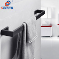 SOGNARE Black Matte Towel Rack Bath Towel Bar Wall Mounted Single Towel Rail Towel Holder 304 Stainless Steel Bathroom Hardware