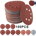 100pcs 125mm Sanding Discs Round Shape Sanding Disc Hook Loop Sanding Paper Quality Sand paper 8 Hole Sandpaper polishing disc