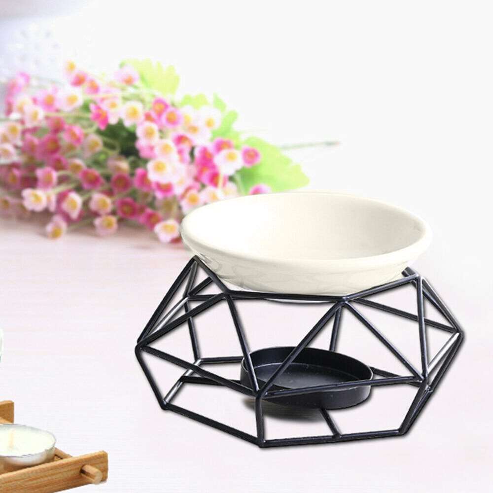 Nordic Ceramic Aromatherapy Incense Burner with Iron Rack Essential Oil Lamp Candle Holder Wedding Gifts Crafts Home Decor