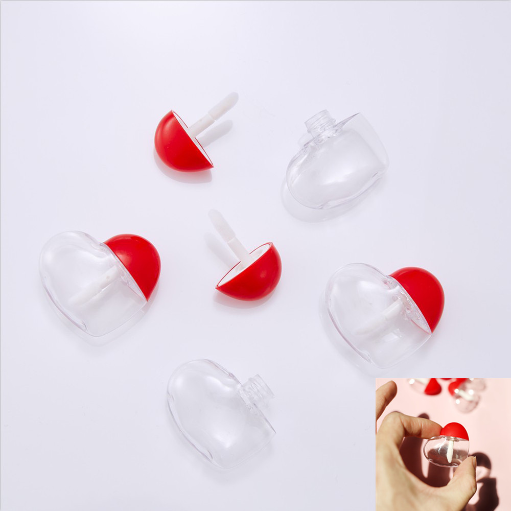 5ml Lip Gloss Tubes Cute Love Heart Shaped Empty Lip Gloss Tubes Plastic Lip Balm Cosmetic Container Makeup Tools Tubes Bottles