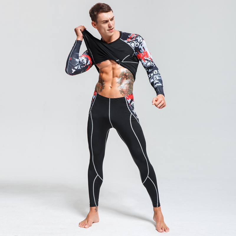 Top Men's Clothing Base Layer Thermal Underwear Fitness Training Compression Tights Running Shirts Man Leggings Rashgard male