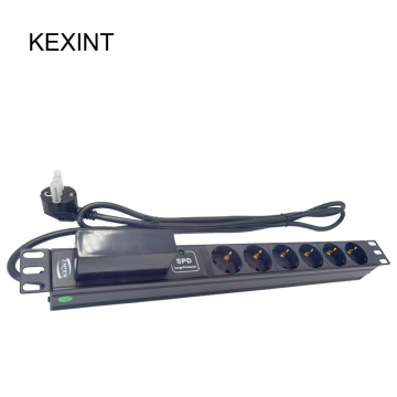 KEXINT 19-inch 1U 6-unit PDU network cabinet rack European standard socket switch EU power distribution board 2m plug cable