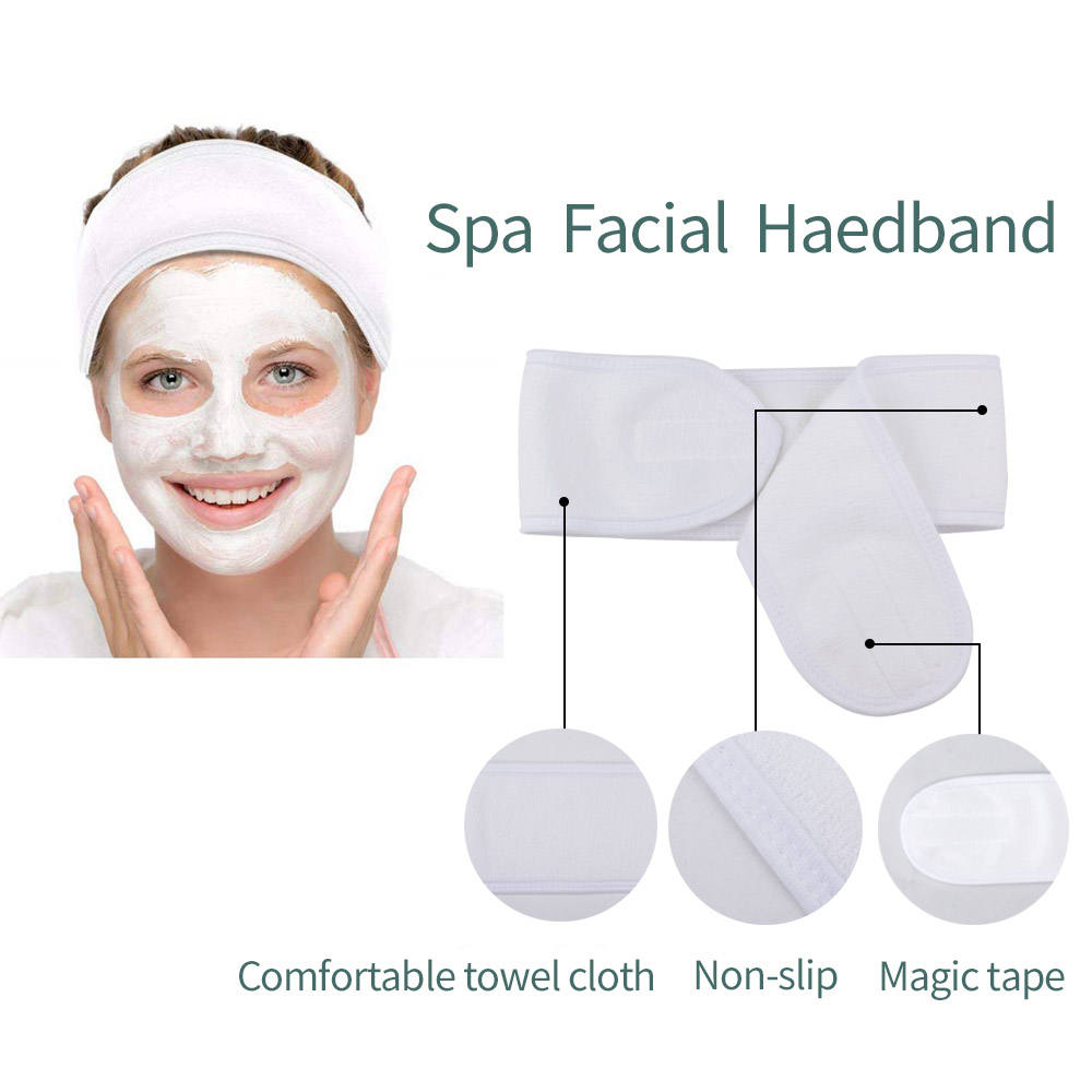 3pcs Makeup Remover Puff Microfiber Cloth Pads Remover And 1pcs Spa Facial Headband Make Up Wrap Head Makeup Cleaning Tools