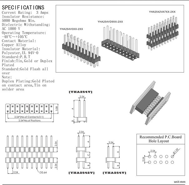 2.54 mm Pin Header Terminal Strips