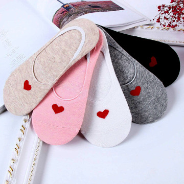 Hot Women Boat Socks Invisible Cotton Socks Summer Nonslip Loafer Liner Low Cut Cartoon Cute heart Lady Necessity for Female