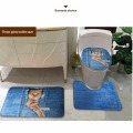 Akatsuki Cloud Print 3 Pieces Bath Rug Set With Toilet Seat Cover Soft Flannel Contour Rug Pedestal Mat and Toilet Lid Cover New