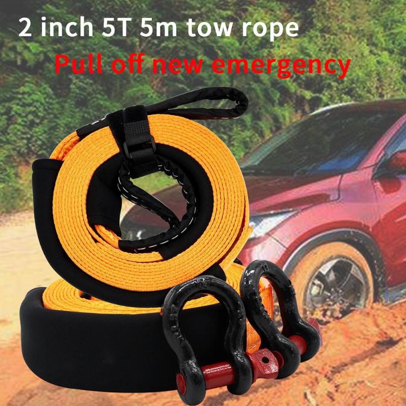 VODOOL 5m 8 Tons Heavy Duty Car Tow Strap Auto Emergency Safety Towing Rope Cable Wire With 2 Tow Hook For SUV Truck Trailer Car