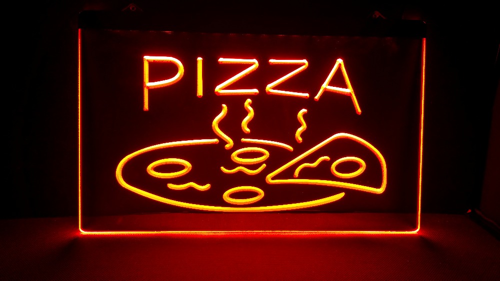 OPEN Hot Pizza Cafe Restaurant NEW carving signs Bar LED Neon Sign vintage home decor