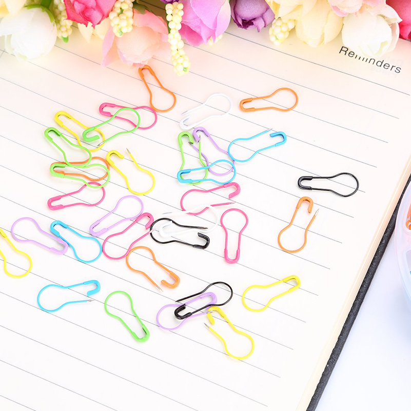LMDZ 100PC Mix Color Safety Pins Gourd Shape Metal Clips Gourd Pins Knitting Cross Stitch Marker Tag Pins Clips for DIY Clothin