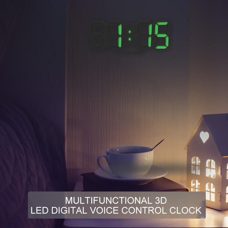 Simple 3D Wall Clock LED Digital Table Display Date And Time Desktop Clock Alarm Clocks For Home Living Room Decor Modern Design