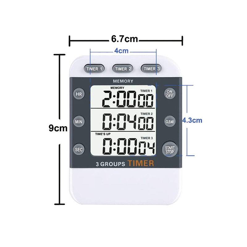 YS Digital Timer 100 Hour Triple Count Down/Up Timer Kitchen Cooking Timer,with Large Display,net Bracket,Alarm Clock