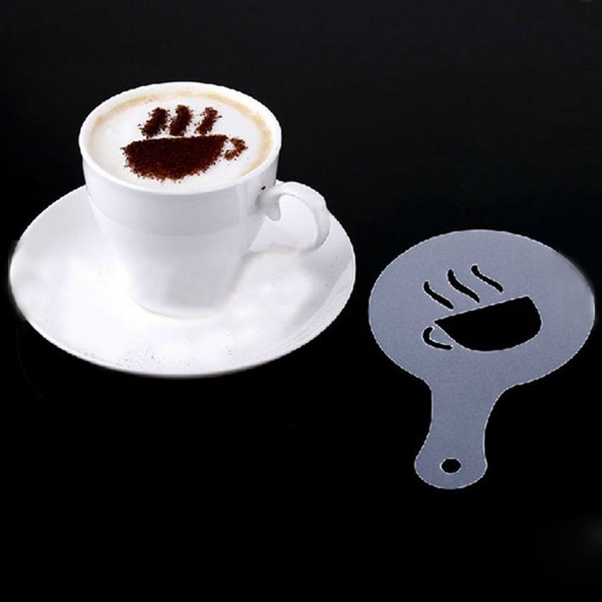 16Pcs Coffee Stencils Set Drawing Tools Maker Fancy Coffee Printer Model Plastic Template Mold for Kitchen Coffeeware K1028 A