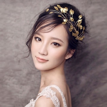 Goddess Greek Bridal Wedding Hair Accessories Chinese Gold Metal leaf Tiara Bride Headbands Hairpins Clips Forehead Hair Jewelry