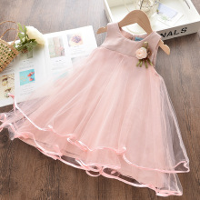 Children Princess Dress 2020 New Summer Hot sale Style Kids Sleeveless Solid Color Mesh Dress For Cute Girls Party Dress
