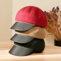 Female Gift Women Autumn and Winter 100% Wool Felt Newsboy Hats Women Fasion Leather Peak Beret Caps 56-58cm