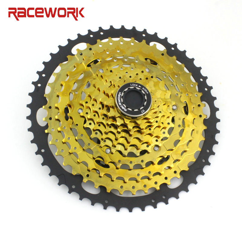 RACEWORK 10 Speed Bicycle Cassette Gold Bike Cassette Sprocket Bike Flywheel for Mountain Bike MTB / SRAM 11-46T 11-50T