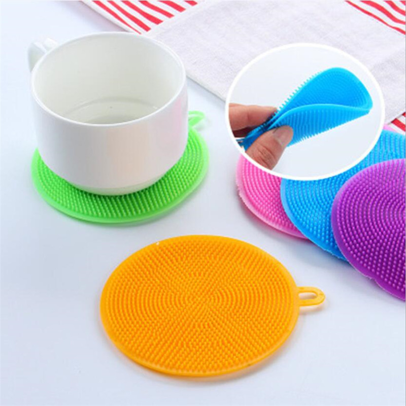 3pc Kitchen Accessories Silicone Dish Washing Brush Bowl Pot Pan Wash Cleaning Brushes Cooking Tool Cleaner Sponge Scouring Pads