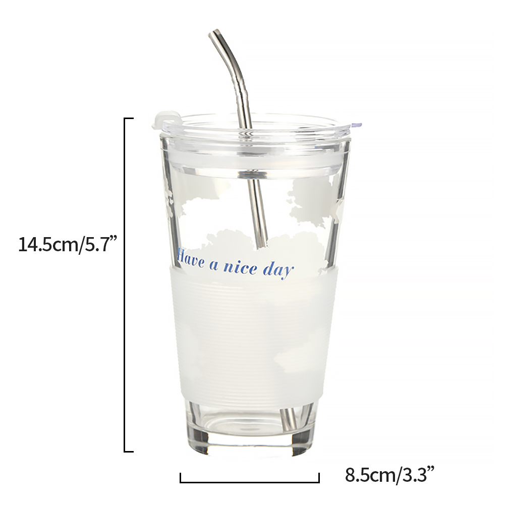 Heat Resistant Glass Cup Beer Beverage Highball Coffee Cup Set Tea Glass Whiskey Glasses Water Cup Mug Drinkware with Straw