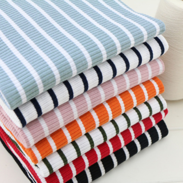 125*50cm Stripes Pattern stretchy Knitted Rib Fabric 100% cotton cloth For DIY Sewing Spring and summer clothing T-shirt dress