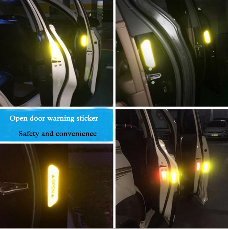 4 PCS/set Car Reflective Strips Car Door Wheel Eyebrow Sticker Decal Safety Mark Reflective Strips Warning Tape Stickers