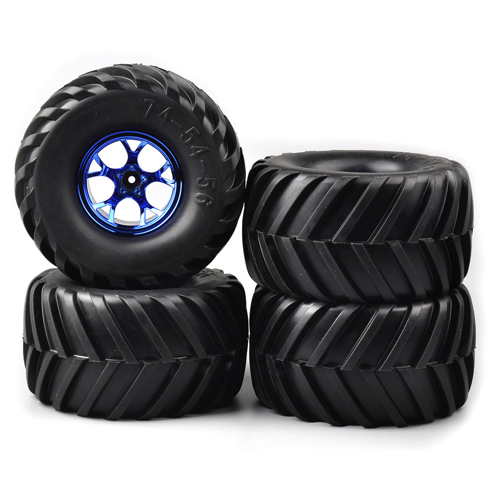 4Pcs/Set Rubber 135mm Tires & Wheel Rims 12mm Hex For RC Car 1:10 Rc Bigfoot Monster Truck