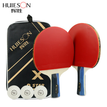 Huieson 2Pcs/Set Professional wood Table Tennis Racket two sides Pimples-in Racket Rubber Table Tennis Bat with Bag