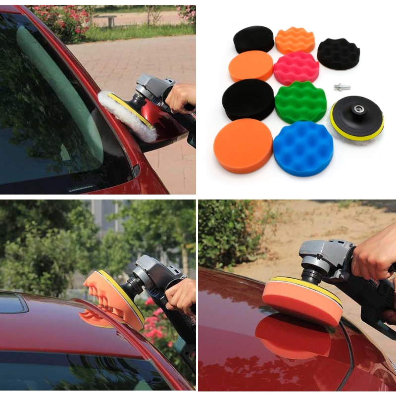 11 Pcs 3/4/5/6/7" Buffing Sponge Polishing Pad Kit Set For Car Polisher Buffer