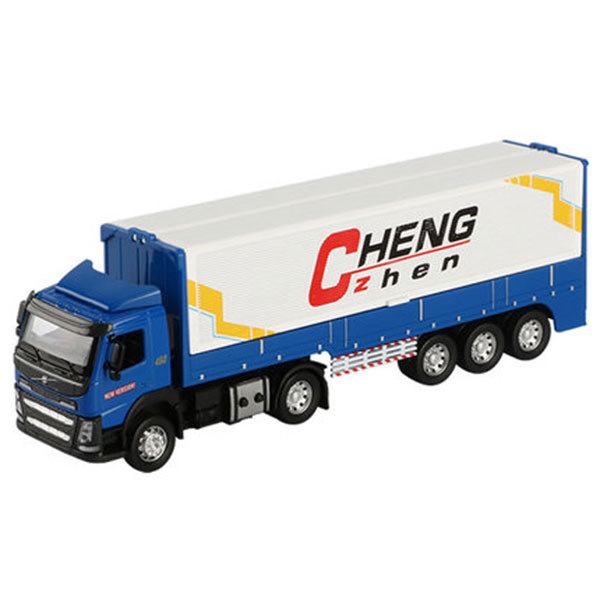 1/32 Scale Simulation Container Transport Truck Miniature Metal Alloy Sound and LED Light Pull Back Vehicles Model Kid's Toy