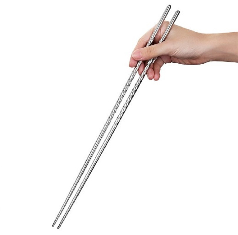New A Pair Cooking Chopsticks Stainless Steel Chopsticks Extra Long Frying Lengthen Chopsticks, Dishwasher Safe, 38.8 cm