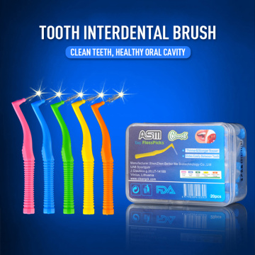 Interdental Brush 20PCS L Shaped Denta Floss Interdental Cleaners Orthodontic dental teeth Brush Toothpick Oral Care tool