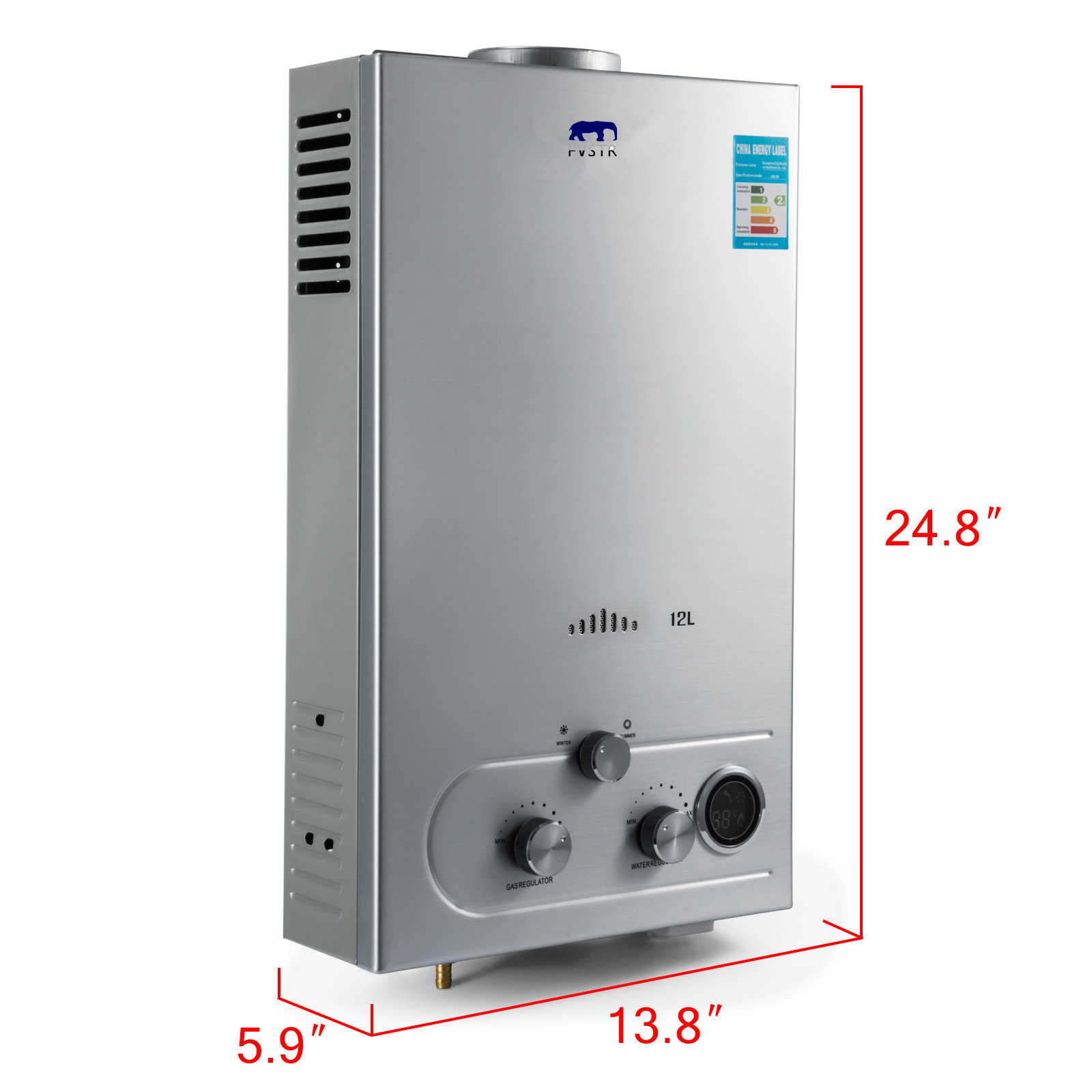Fast Shipping! 12L LPG GAS Hot Water Heater Propane Tankless Instant Boiler Stainless Steel CE