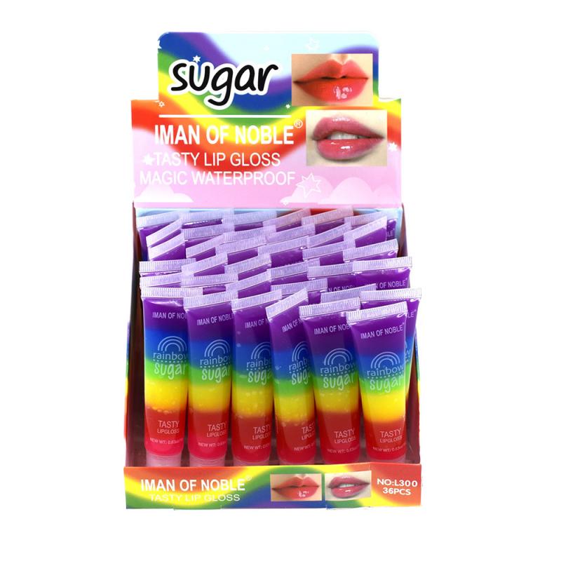 Rainbow Lip Gloss Sugar Tasty Transparent Lipstick Clear Oil Sexy Cute Fruit Lip Balm Makeup Lip Stick Moisturizing Lipgloss