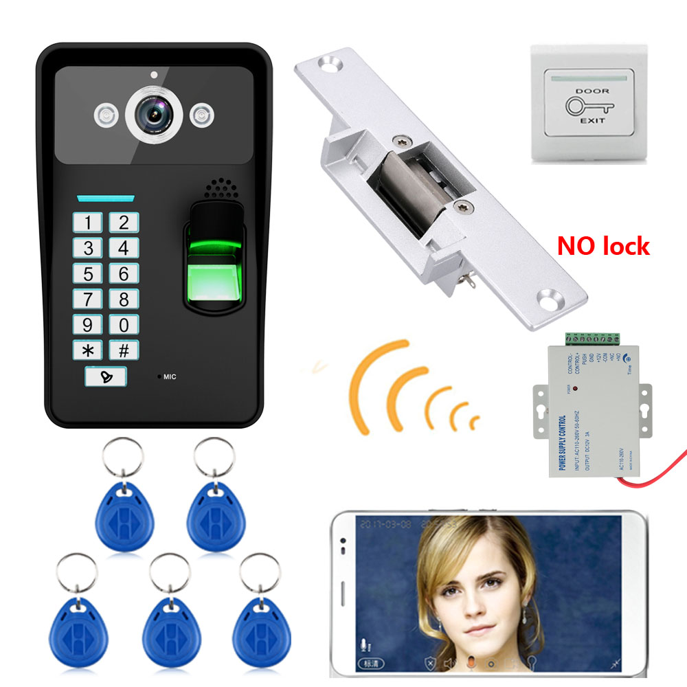 Waterproof HD 720P Wireless WIFI RFID Password Fingerprint Recognition Video Doorbell Intercom Access Control System Android iOS