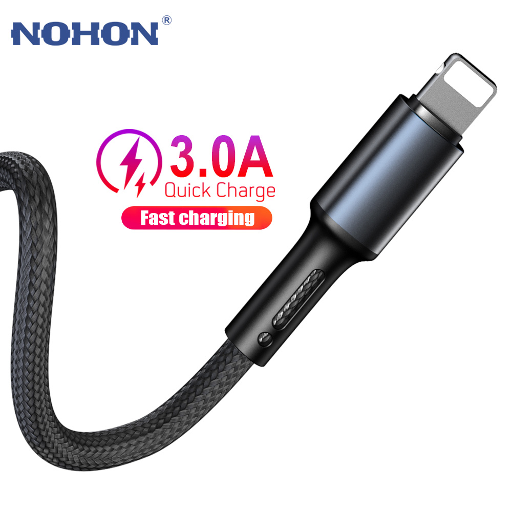 USB Cable For iPhone X XS Max 11 8 7 6 5 s 6s Plus Apple iPad Fast Charging Data Charger 2m 3m Mobile Phone Cord Short Long Wire