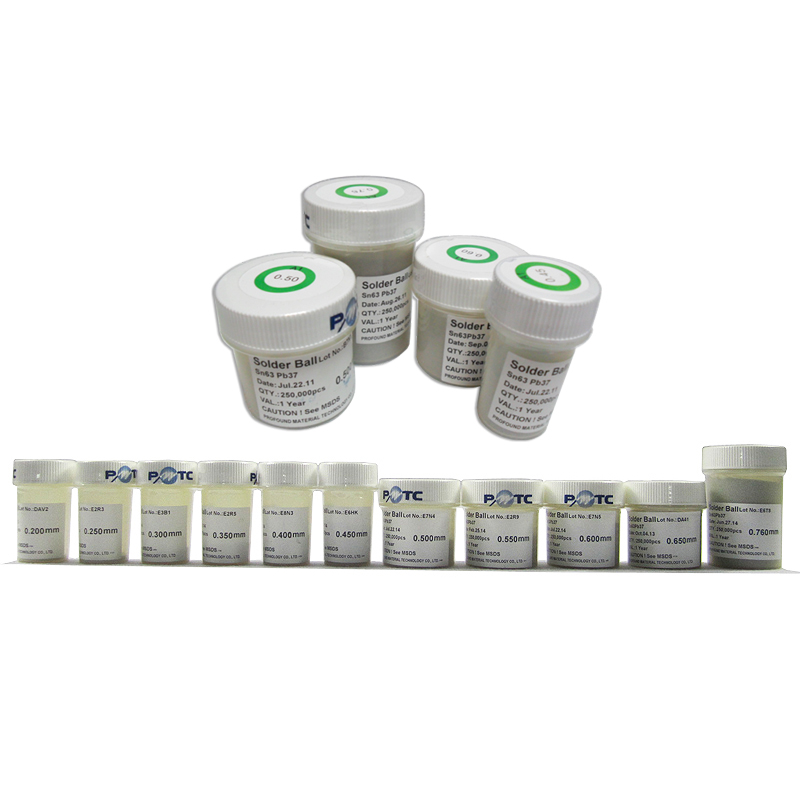 250K/Bottle 0.2 0.25 0.3 0.35 0.4 0.45 0.5 0.55 0.6 0.65 0.76mm Leaded BGA Reballing Tin Solder Ball