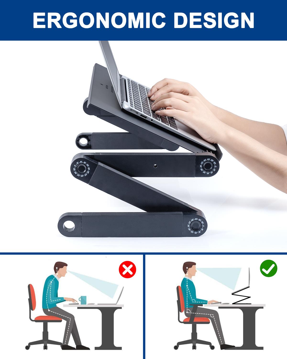 Laptop Desk Office Adjustable Ergonomic Portable TV Bed Aluminum Tray PC Table Stand Notebook Table Desk Stand With Mouse Pad