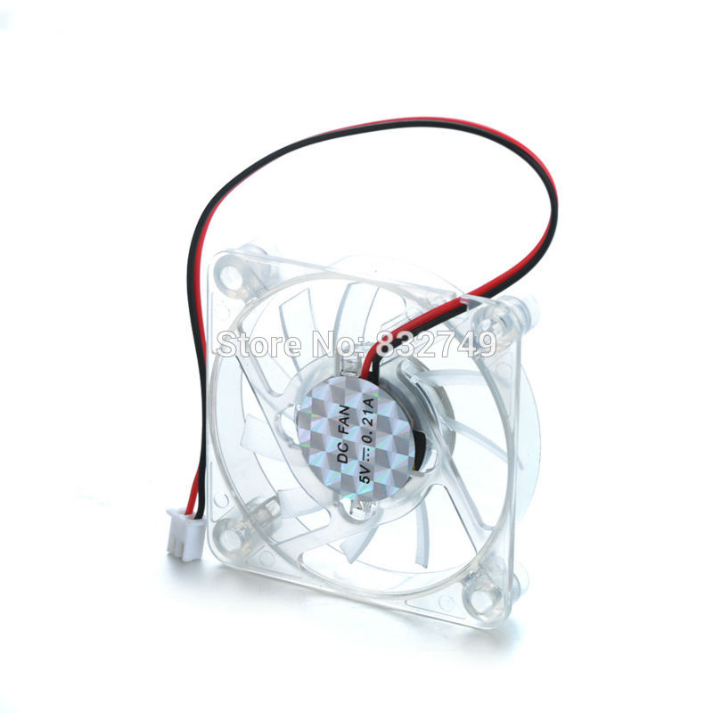 1pcs DC 5V 2Pin Transparent Fan Cooler 60*60*12mm 0.21A 1.05W PC Muted Fan For Cooling System Of Computers etc