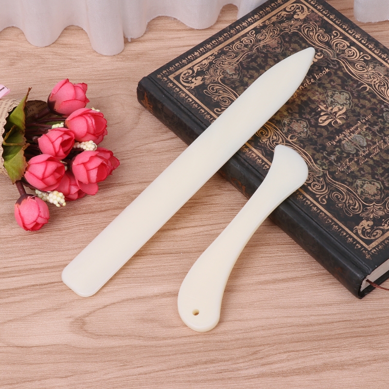 2 Pcs/lot Bone Style Plastic Knife For Paper Creaser Card Folding Scoring Tool 448B