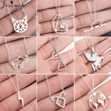 Jisensp Simple Lightning Necklaces & Pendants Punk Fox Elephant Charm Necklace 2020 Geometirc Horseshoe Choker Necklaces Jewelry