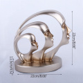 Nordic Family Gold Half Face Statue Minimalist Character Resin Sculpture Home Decoration Accessories Modern Christmas Gift