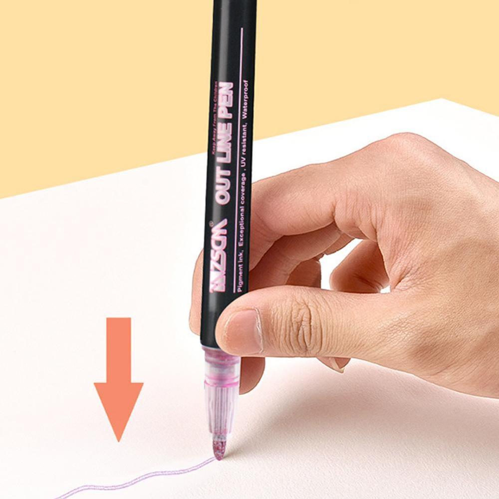 1Pcs Double Line Outline Pen Set Candy Color Hand Note Pen Highlighter Marker Pen for Art Painting Writing School Supplies