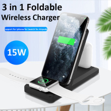 Foldable Wireless Charger Qi 15W Fast Wireless Charging Dock Station 3 in 1 For iPhone 11 XS XR X 8 for Apple Watch for Airpods