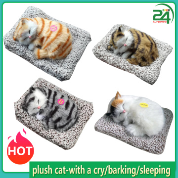 Plush Doll Animal Doll Simulation Cat Dog Breathing Model Toy Cat Multify Pure Colors Rabbit Fur Cat-With A Sound Perfect Gifts