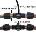 KESLA 2PCS Garden 16mm to 4/7mm Hose Tee Connector w/ Thread Lock Irrigation Water Adapter PE Tubing to 1/4'' Hose Joint